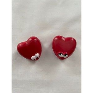 2 Vintage Plastic Heart Clips Eyes Teeth Small Clips Valentines Gift Good Co